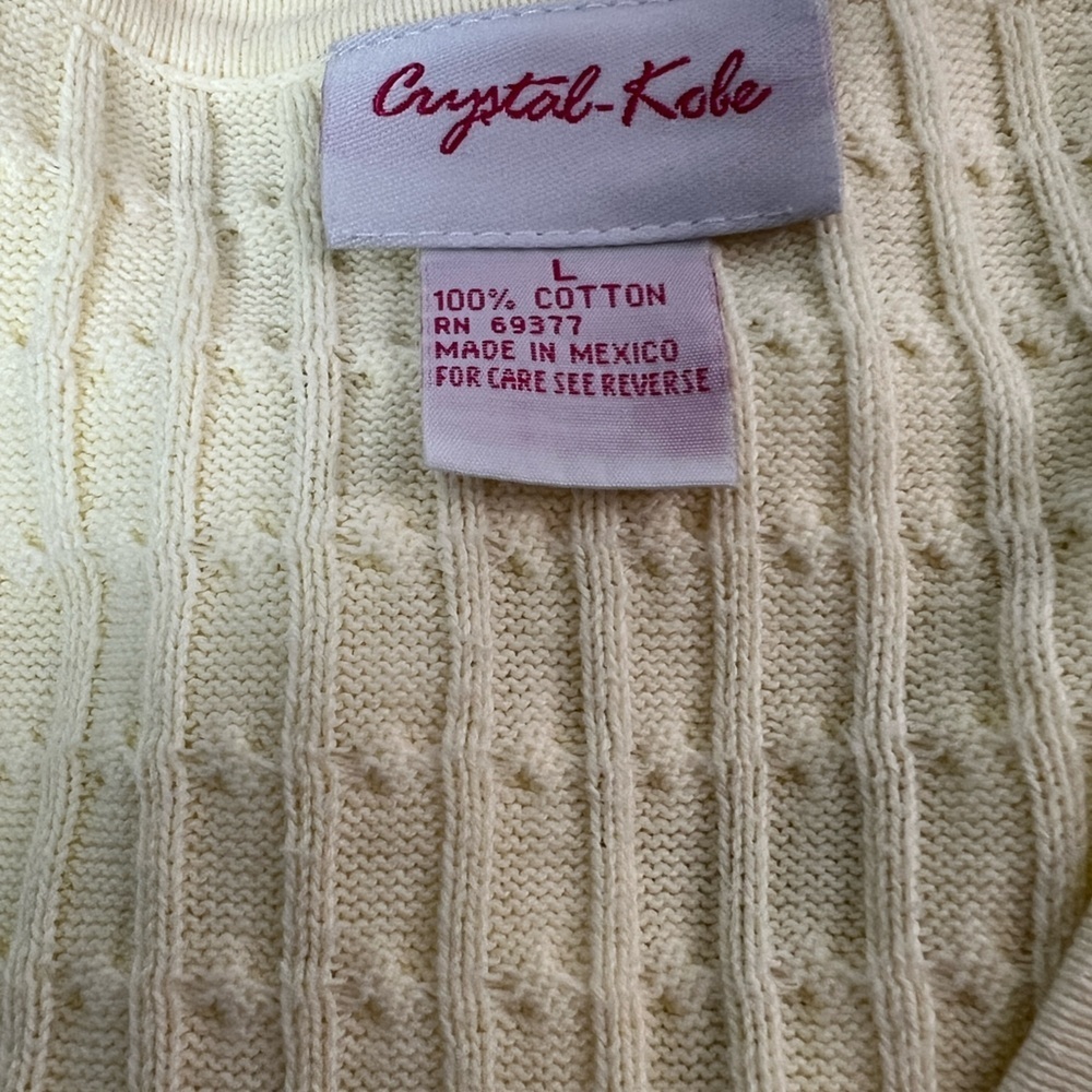 Crystal Kobe Women's Yellow 3/4 Sleeve Cotton Sweater Size: Large - Picture 7 of 8